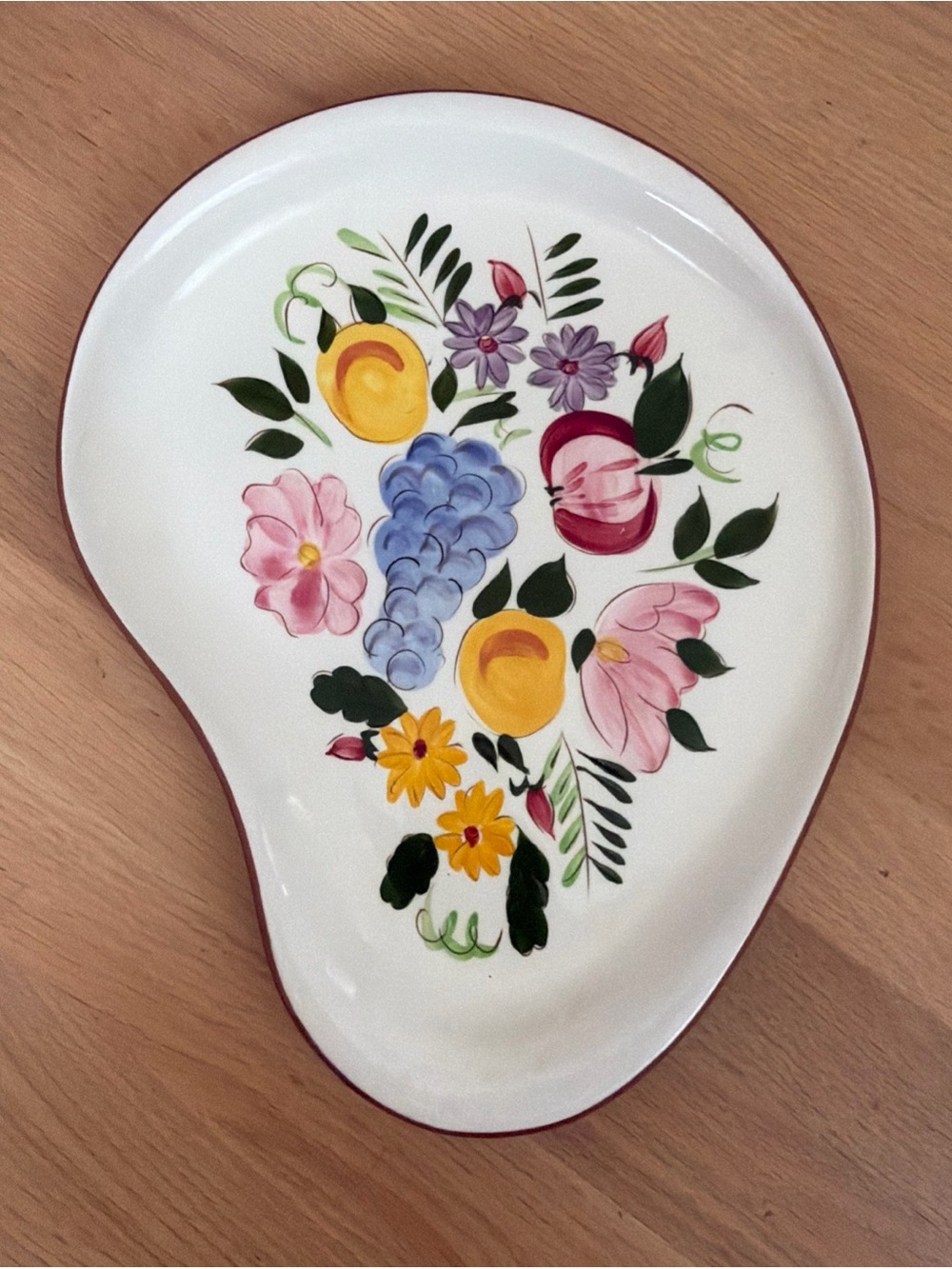 Stangl Pottery Platter FRUITS AND FLOWERS Kidney Shape 13.5" Vintage